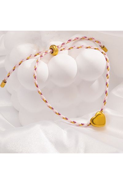 Choice pink 1Pcs Heart Love Bracelet Colorful String Bracelet Couple Hand-Woven Adjustable Rope Jewelry for