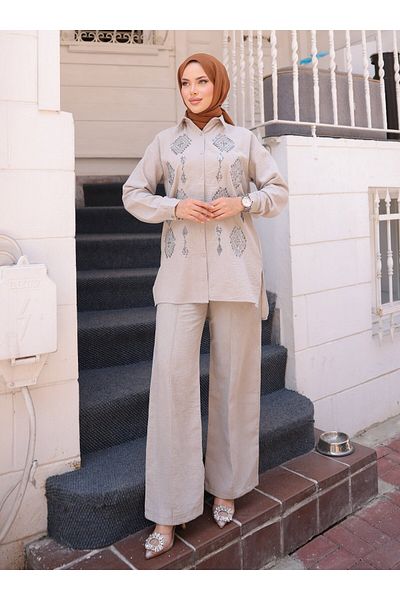 SAHRA BUTİK Κοστούμι - Κρεμ - SAHRA BOUTIQUE