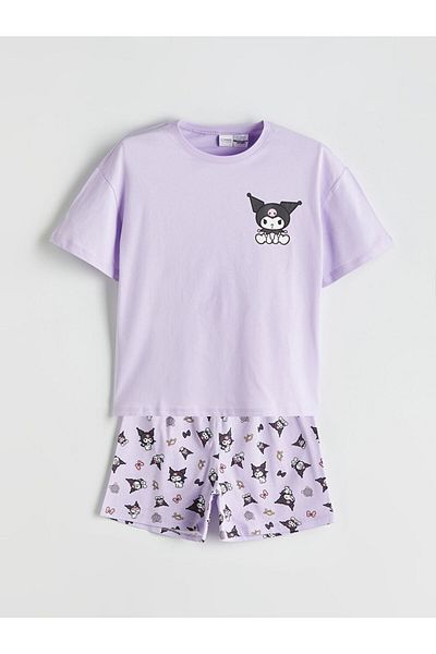 LC Waikiki Set pijamale pentru fete cu imprimeu Kuromi cu decolteu crew - S5H997Z4