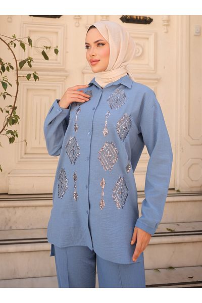 SAHRA BUTİK Σετ - Μπλε - SAHRA BUTIK