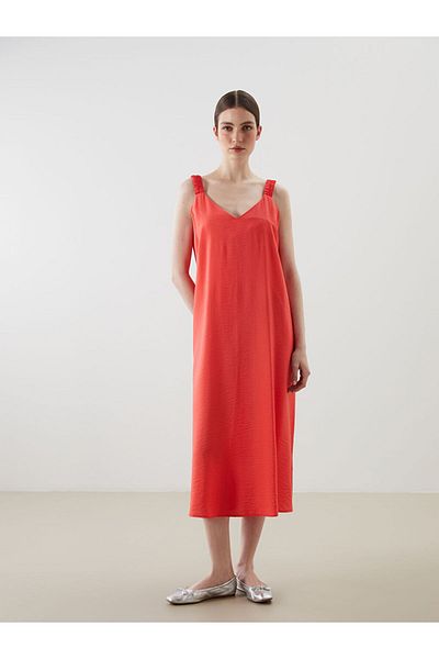 LC Waikiki New Season V-Neck Strap A-Line Dress - S5K733Z8