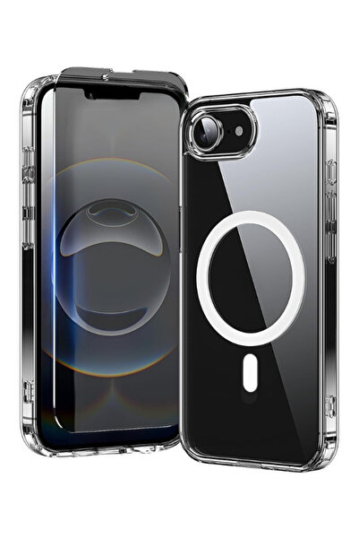 Evax 1H1M iPhone 16e Uyumlu 1 Hayalet Cam Ekran Koruyucu & 1 Magsafe Kılıf