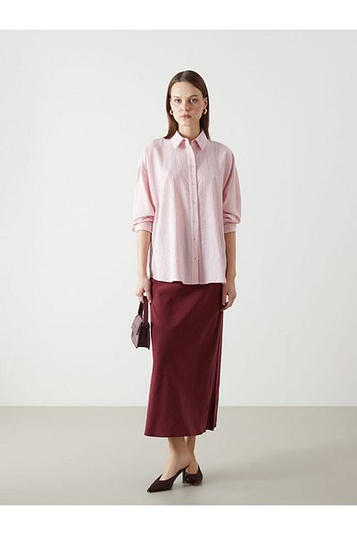 LC Waikiki Lcw Textured Oversize Women's Shirt Fast Fashion