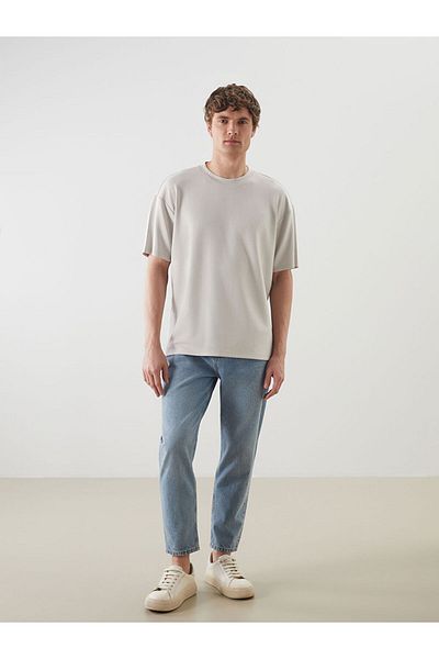 LC Waikiki Beige Crew Neck Short Sleeve Men's T-Shirt