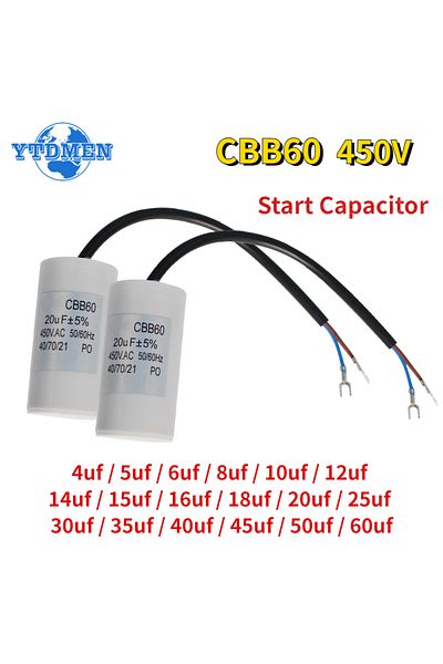 YTDMEN 14UF 1PCS CBB60 Capacitor 450V AC Motor Run Capacitors 4/5/6/8/10/12/14/15/16/18/20/30/35/40/50/60UF