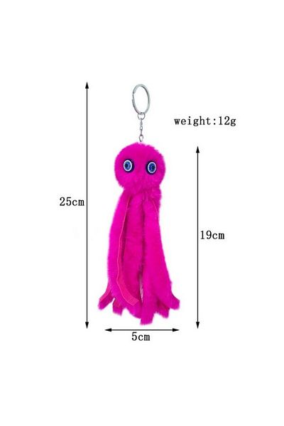 UOOCG Pink keychain for keys, bag, octopus pattern, L18cm, UOOCG