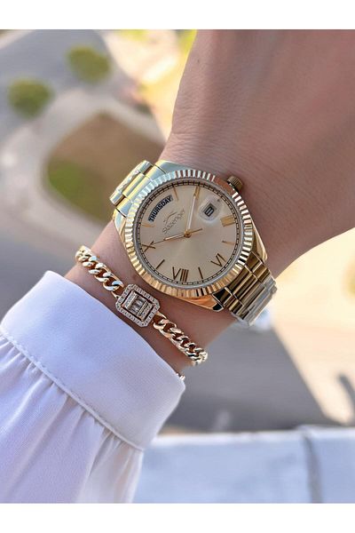 Slazenger Steel Cord 30 Mt Water Resistant Women's Wristwatch with Bracelet Gift Bsl.09.2338.4.09