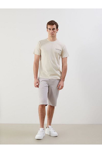LC Waikiki Νέα σεζόν Crew Neck κοντομάνικο εμπριμέ χτενισμένο βαμβακερό ανδρικό μπλουζάκι - S5JI54Z8
