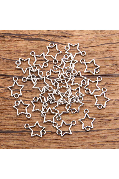 Choice قلادة نجمة خماسية مجوفة من سبيكة معدنية عتيقة من الفضة 80 قطعة مقاس 12...