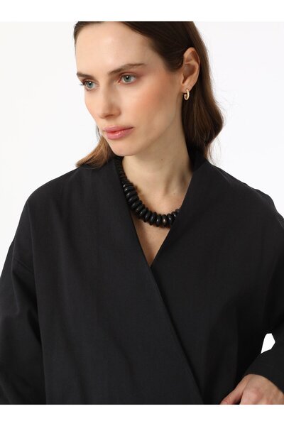 Benin Kimono din bumbac 100% cu cravată dublu - negru - Benin