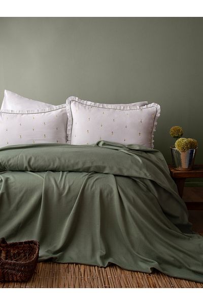 BED LİNE Lily Marsala Patched Set Green Double Personality Green
