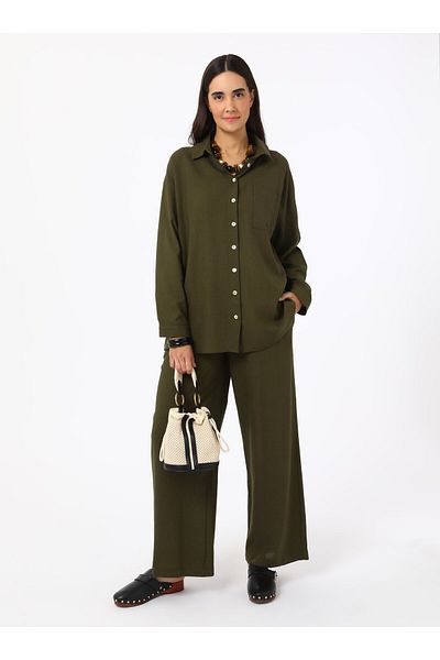 Benin Linen Blended Double Suit - Khaki - Benin