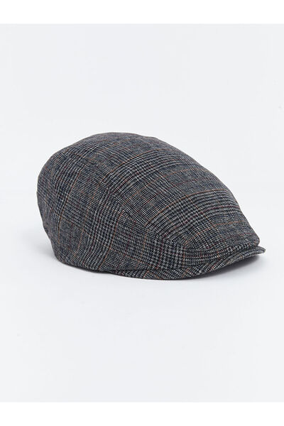 LC Waikiki Anthracite Plaid Patterned Men's Beanie Hat