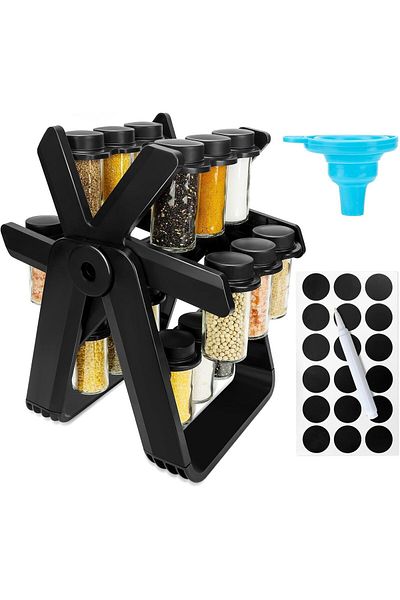 Kitchen NIUB Revolving Spice Rack, Countertop Spice Organizer with 18 Plastic Spice Racks
