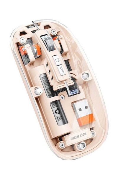 Green Lion Transparent Wireless Mouse 2 with 5 Keys - Pink
