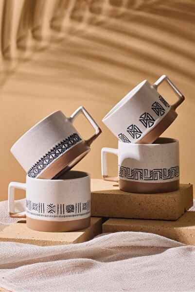 Perotti Ethnics 4-Piece Porcelain New Bone China 200 ml Mug Set Mug