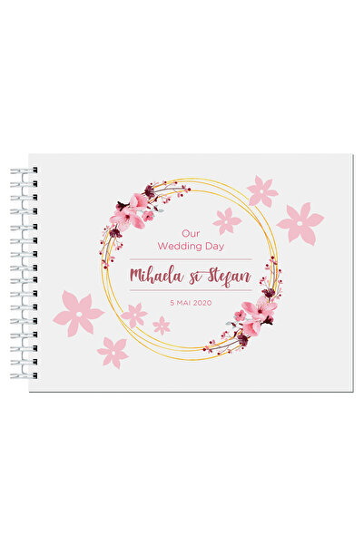 OEM Album foto / Guestbook pentru botez Girls, A4 landscape, pix inclus