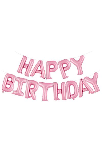 Teno Set of 13 Teno® Balloons, Letters,, HAPPY BIRTHDAY model, pink