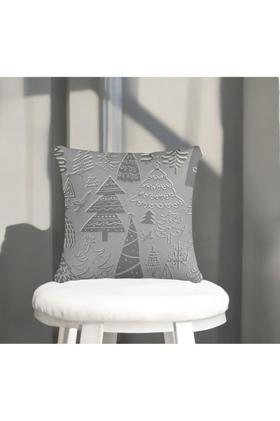 ASDİVA Husă de pernă decorativă cu imprimare digitală Concept de Anul Nou gri...
