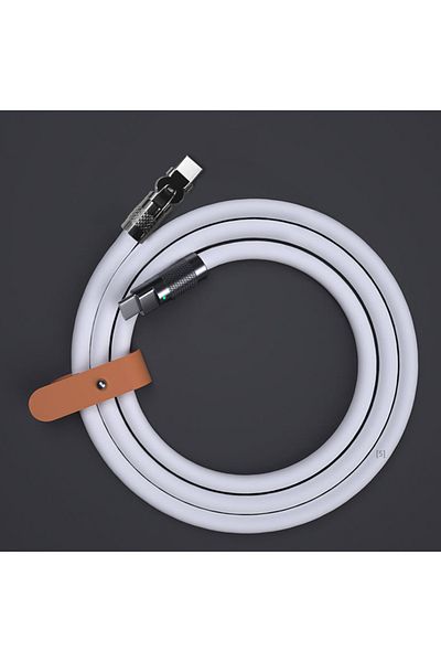 Choice 1m WHITE 120w 6a Super Fast Charge Type C Silicone 180 ° rotating elbow TYPE-C-C data cable 1M 2M Us