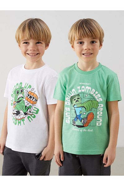 LC Waikiki Lcw Printed Boys' T-Shirt 2 Pack