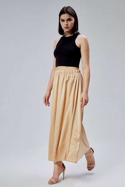 Bolivente Fusta din satin elastic cu talie cu șnur regulată Mink