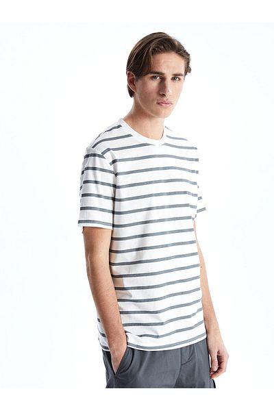 LC Waikiki New Season Crew Neck Striped Combed Cotton Men's T-Shirt - S52833Z8