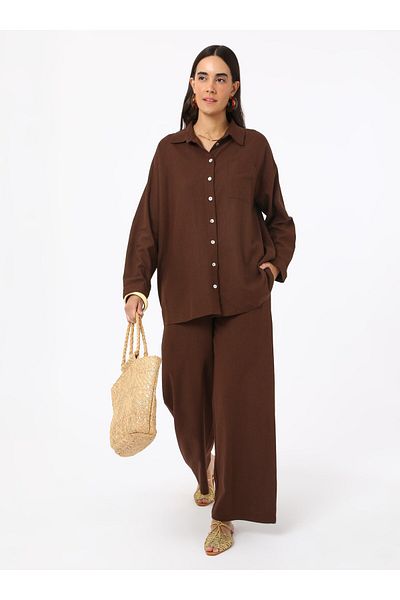 Benin Linen Blend Double Suit - Brown - Benin