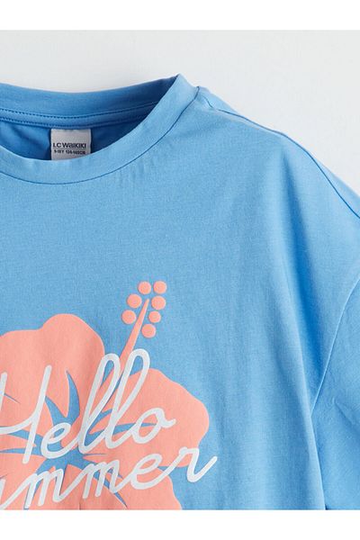 LC Waikiki Tricou pentru fetiță din bumbac pieptănat cu flori de sezon nou - S5KJ78Z4
