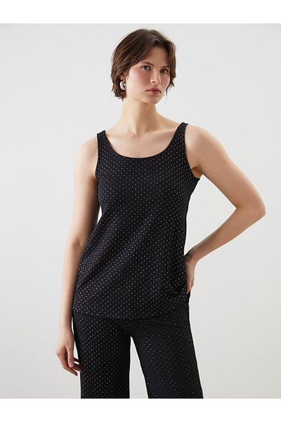 LC Waikiki Black Crew Neck Patterned Women's Undershirt