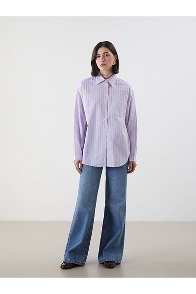 LC Waikiki New Season Striped Oversize Poplin Women's Shirt Tunic - S5Mp95Z8