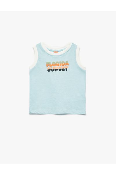 Koton Cotton Crew Neck Printed Sleeveless T-Shirt