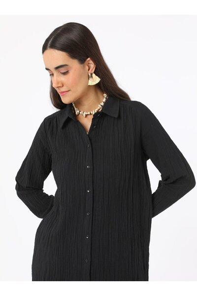 Benin Cotton Muslin Tunic - Black - Benin