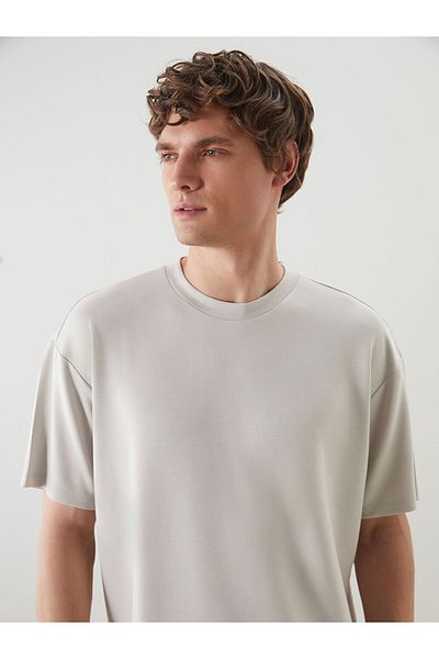 LC Waikiki Beige Crew Neck Short Sleeve Men's T-Shirt