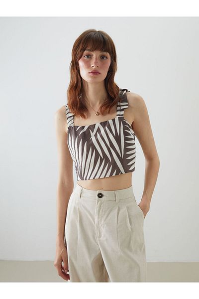 LC Waikiki New Season Square Collar Patterned Strap Crop - S5O937Z8