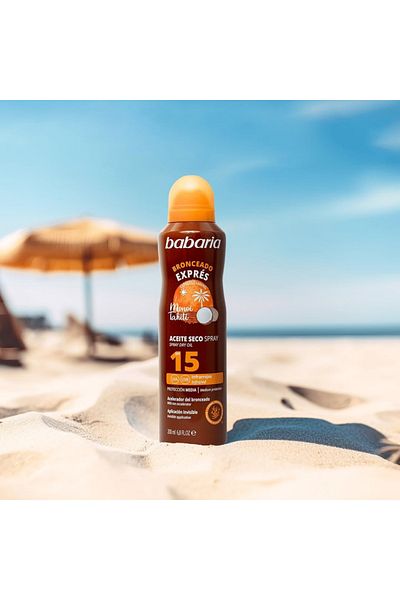 Babaria Dry oil spray with tanning accelerator, SPF15, UVA, UVB & infrared protection, Babaria, 200 ml