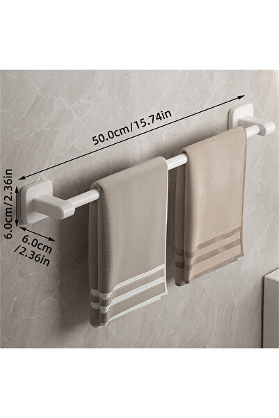 Choice5 50cm White 1 Bar Bathroom Towel Holder White Without Drilling Bathroo...