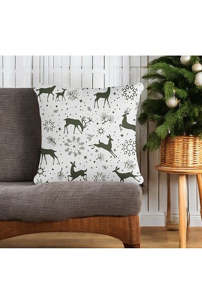 ASDİVA New Year Concept White Digital Printing Decorative Throw Pillow Case 43X43