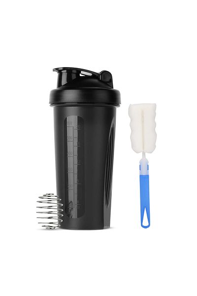 Choice with brush 600ml Shaker Bottle 20oz Protein Shaker Plastic Bottle Portable Fitness Bottle for Fitnes