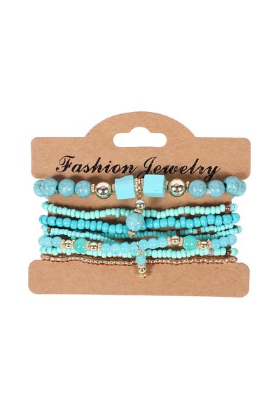 Choice BR112-4 Bohemian Handmade Beads Bracelet Set For Women Summer Colorful Beaded Chain Bangle Men Boho