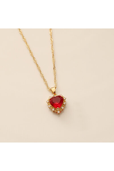 Choice قلادة نحاسية على شكل قلب أحمر، مجوهرات عصرية، قلادات سلسلة من الياقوت ...