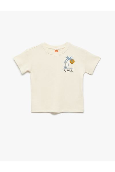 Koton Crew Neck Summer Themed Short Sleeve Printed T-Shirt