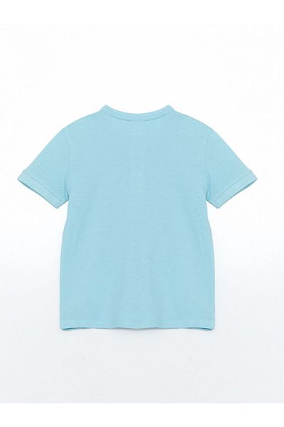 LC Waikiki Blue Polo Neck Basic Curved Boys' T-Shirt