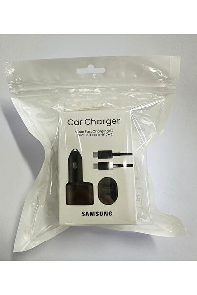 Samsung شاحن مع كابل من النوع C شاحن سيارة شحن فائق السرعة 45 وات للسيارة Galaxy A17 A54 A