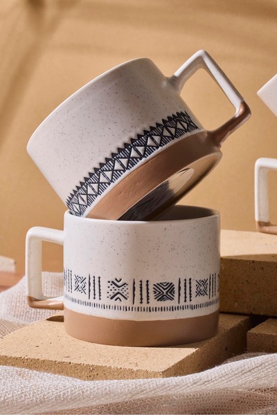 Perotti Ethnics 4-Piece Porcelain New Bone China 200 ml Mug Set Mug