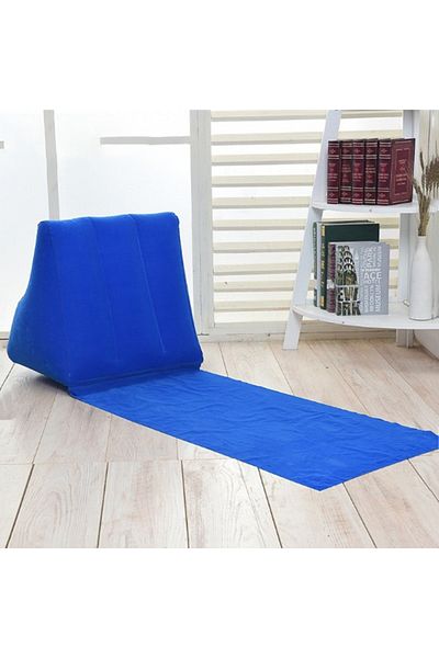 Choice 133x45x48cm dark blue Inflatable Wedge Pillow With Mat PVC Flocking Travel Portable Back Support Tri