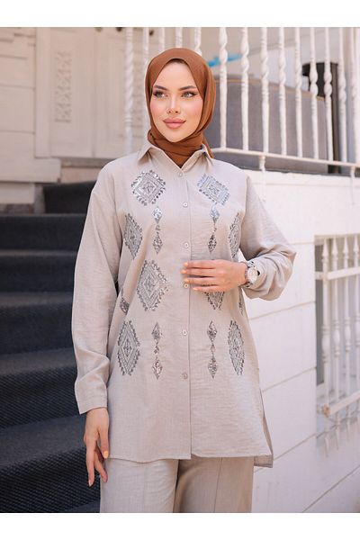 SAHRA BUTİK Κοστούμι - Κρεμ - SAHRA BOUTIQUE