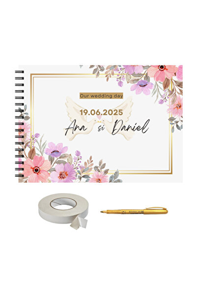 OEM Set Album foto / GuestBook nunta, Travel Avion, A4 landscape, 3 piese