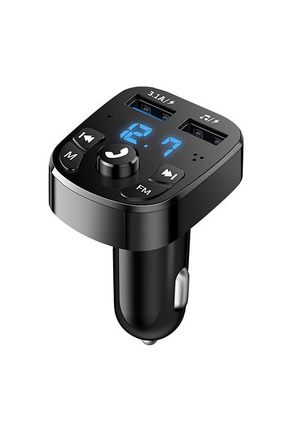 Choice Black Bluetooth 5.0 FM Transmitter Car kit Handfree Dual USB Car Charger 3.1A Support TF Card U disk