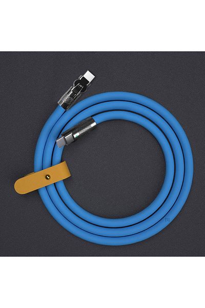 Choice 1m Blue 120w 6a Super Fast Charge Type C Silicone 180 ° rotating elbow TYPE-C-C data cable 1M 2M Usb